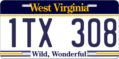 WV license plate 1TX308