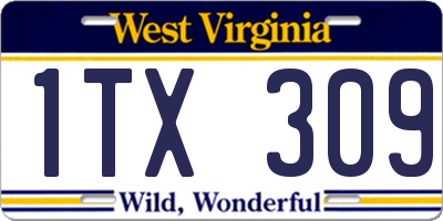WV license plate 1TX309