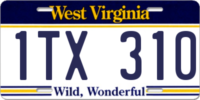 WV license plate 1TX310