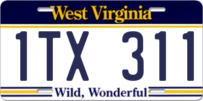 WV license plate 1TX311