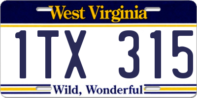 WV license plate 1TX315