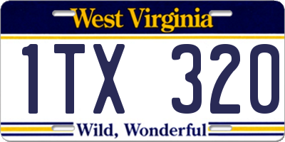 WV license plate 1TX320