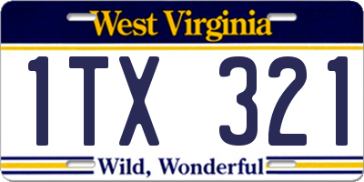 WV license plate 1TX321