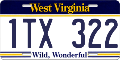 WV license plate 1TX322