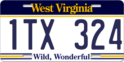 WV license plate 1TX324