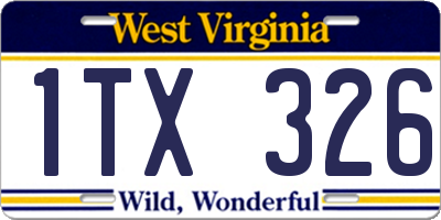 WV license plate 1TX326