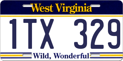 WV license plate 1TX329