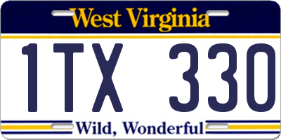 WV license plate 1TX330