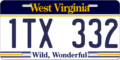WV license plate 1TX332