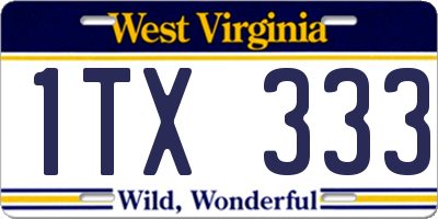WV license plate 1TX333
