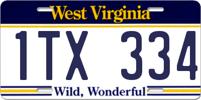 WV license plate 1TX334