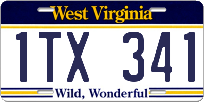 WV license plate 1TX341