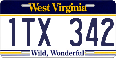 WV license plate 1TX342