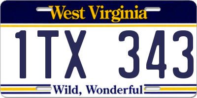 WV license plate 1TX343