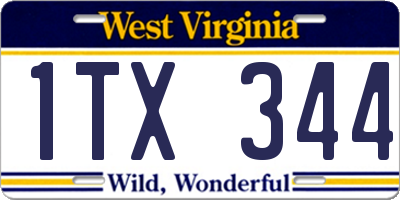 WV license plate 1TX344