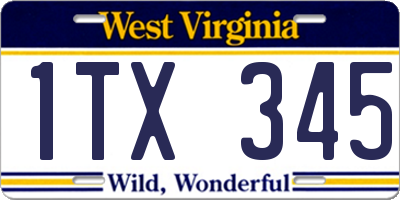 WV license plate 1TX345