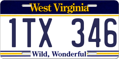 WV license plate 1TX346