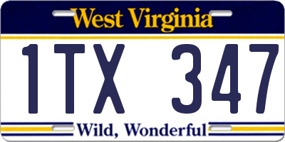 WV license plate 1TX347