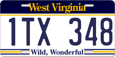 WV license plate 1TX348