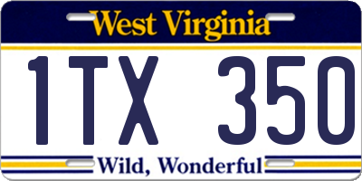 WV license plate 1TX350