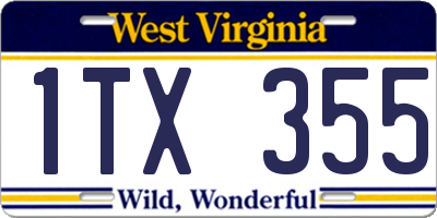WV license plate 1TX355