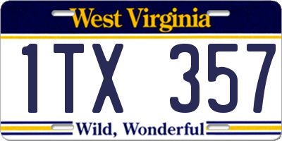 WV license plate 1TX357