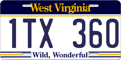 WV license plate 1TX360