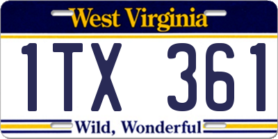 WV license plate 1TX361