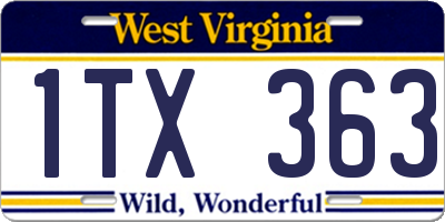WV license plate 1TX363