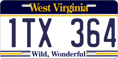 WV license plate 1TX364