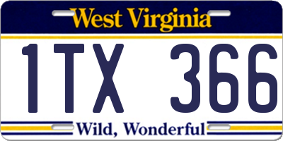 WV license plate 1TX366