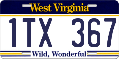WV license plate 1TX367