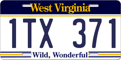 WV license plate 1TX371