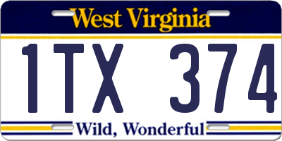 WV license plate 1TX374