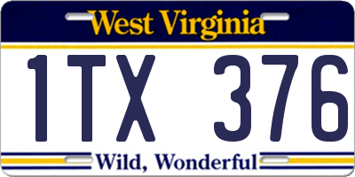 WV license plate 1TX376