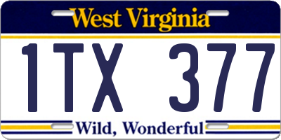 WV license plate 1TX377