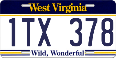 WV license plate 1TX378