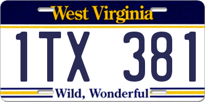 WV license plate 1TX381