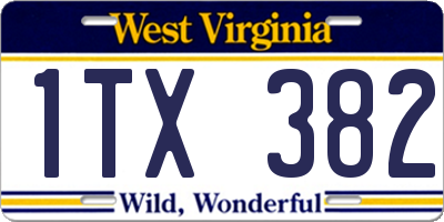 WV license plate 1TX382