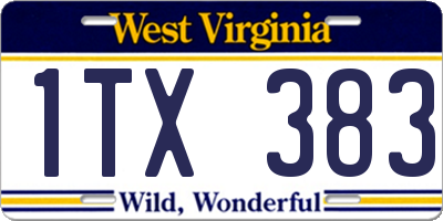 WV license plate 1TX383