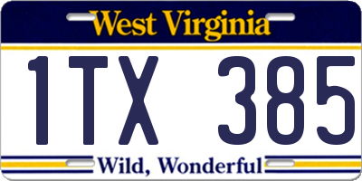 WV license plate 1TX385