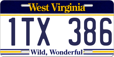 WV license plate 1TX386