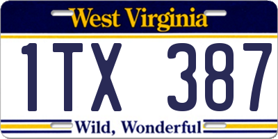 WV license plate 1TX387