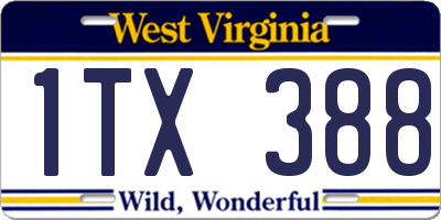 WV license plate 1TX388