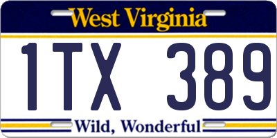 WV license plate 1TX389