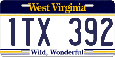 WV license plate 1TX392