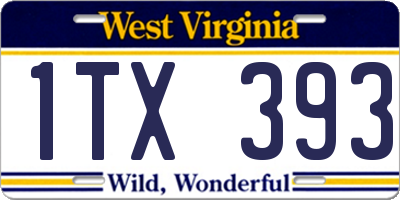 WV license plate 1TX393