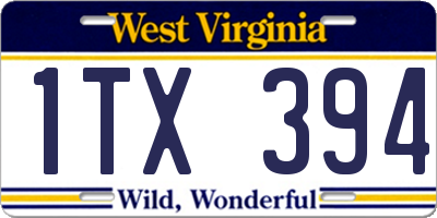 WV license plate 1TX394