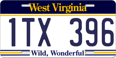 WV license plate 1TX396