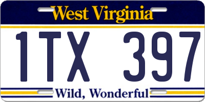 WV license plate 1TX397